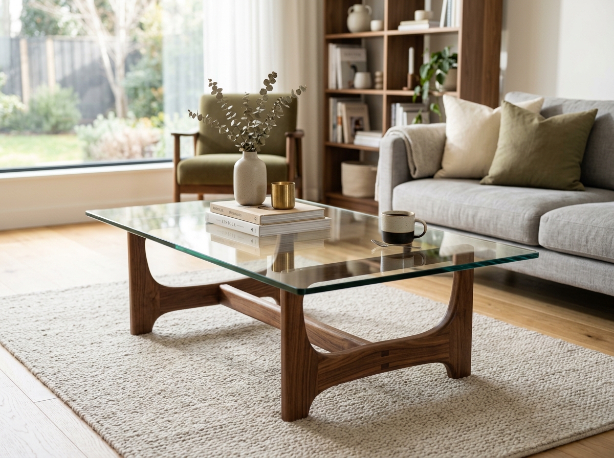 Mesa de Centro Moderna Vidrio y Madera